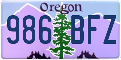 OR license plate 986BFZ