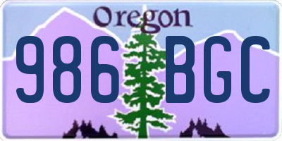 OR license plate 986BGC