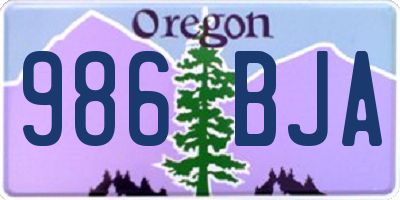 OR license plate 986BJA