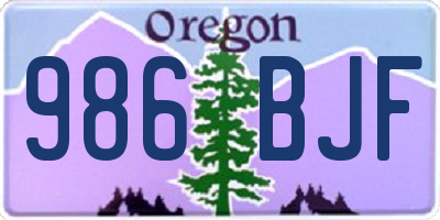 OR license plate 986BJF