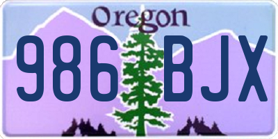 OR license plate 986BJX