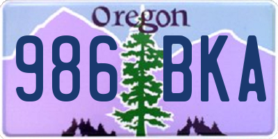 OR license plate 986BKA