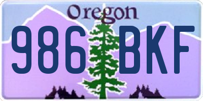 OR license plate 986BKF