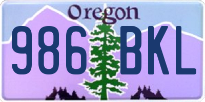 OR license plate 986BKL