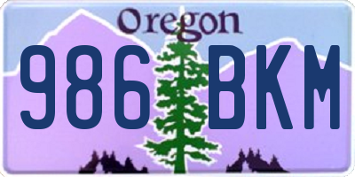 OR license plate 986BKM