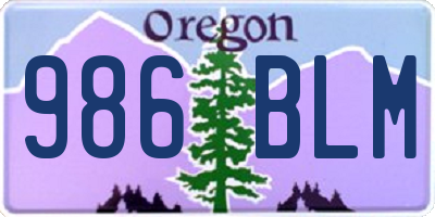 OR license plate 986BLM