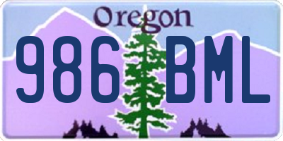 OR license plate 986BML