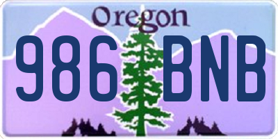 OR license plate 986BNB