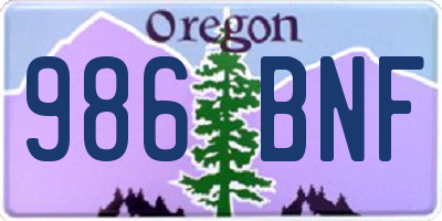 OR license plate 986BNF