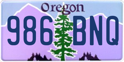 OR license plate 986BNQ