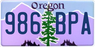 OR license plate 986BPA