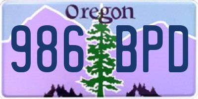 OR license plate 986BPD