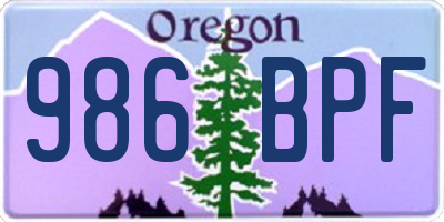 OR license plate 986BPF