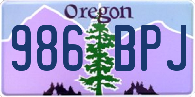 OR license plate 986BPJ