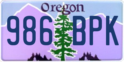 OR license plate 986BPK