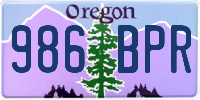 OR license plate 986BPR