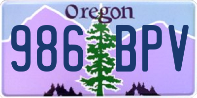 OR license plate 986BPV
