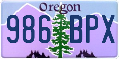 OR license plate 986BPX