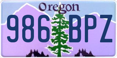 OR license plate 986BPZ