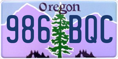 OR license plate 986BQC