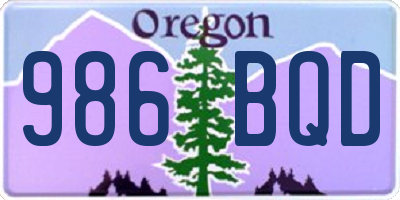 OR license plate 986BQD
