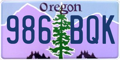 OR license plate 986BQK