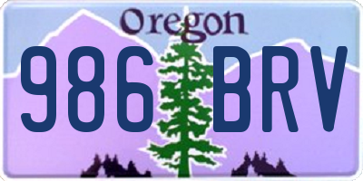 OR license plate 986BRV