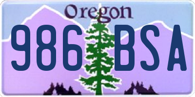 OR license plate 986BSA