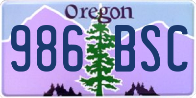 OR license plate 986BSC