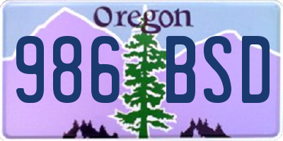 OR license plate 986BSD