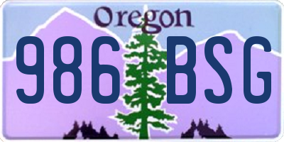 OR license plate 986BSG
