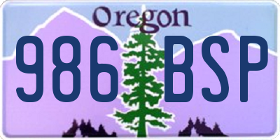 OR license plate 986BSP