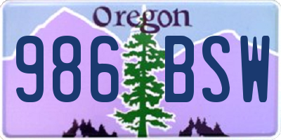 OR license plate 986BSW