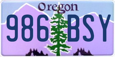 OR license plate 986BSY