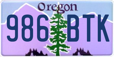OR license plate 986BTK