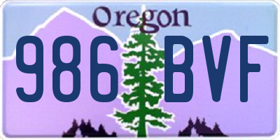 OR license plate 986BVF