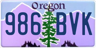OR license plate 986BVK