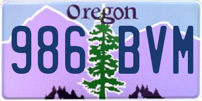 OR license plate 986BVM