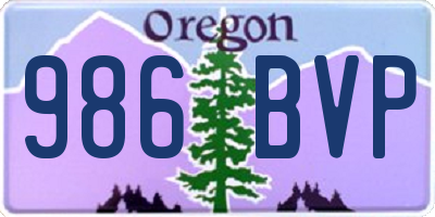 OR license plate 986BVP