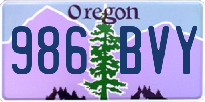 OR license plate 986BVY