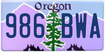 OR license plate 986BWA