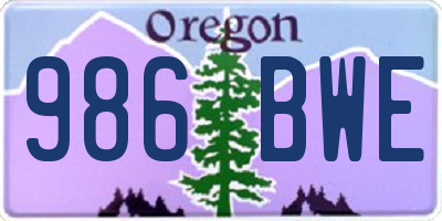 OR license plate 986BWE