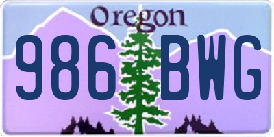 OR license plate 986BWG