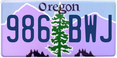 OR license plate 986BWJ