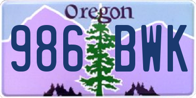 OR license plate 986BWK