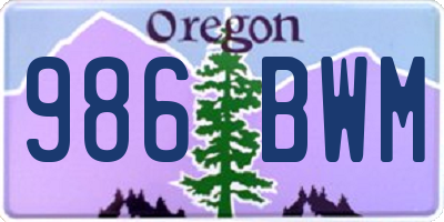 OR license plate 986BWM