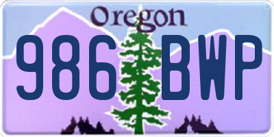 OR license plate 986BWP