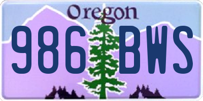 OR license plate 986BWS
