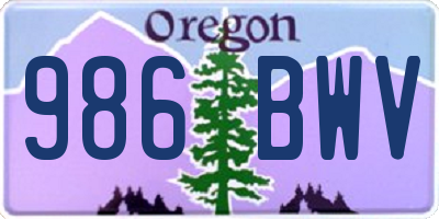 OR license plate 986BWV