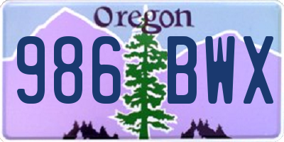 OR license plate 986BWX